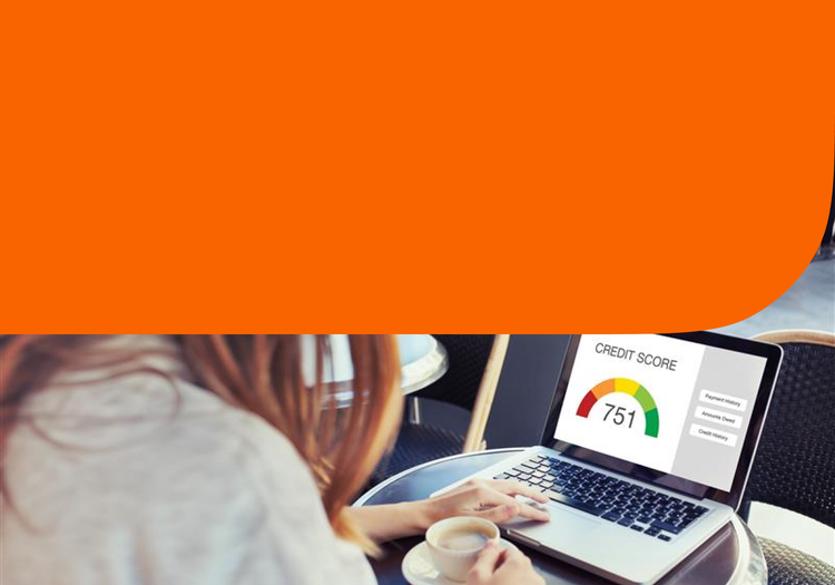 A woman checks her credit score.