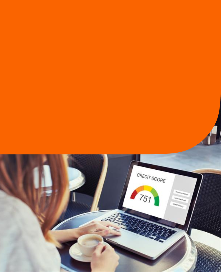 A woman checks her credit score.