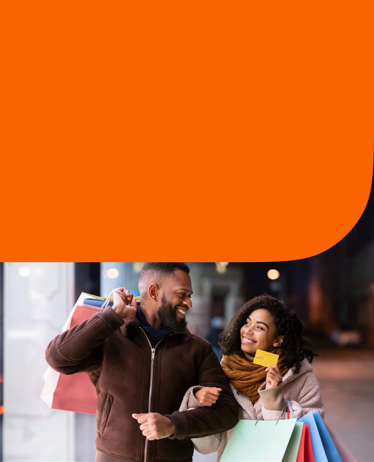 A couple shopping with good credit.