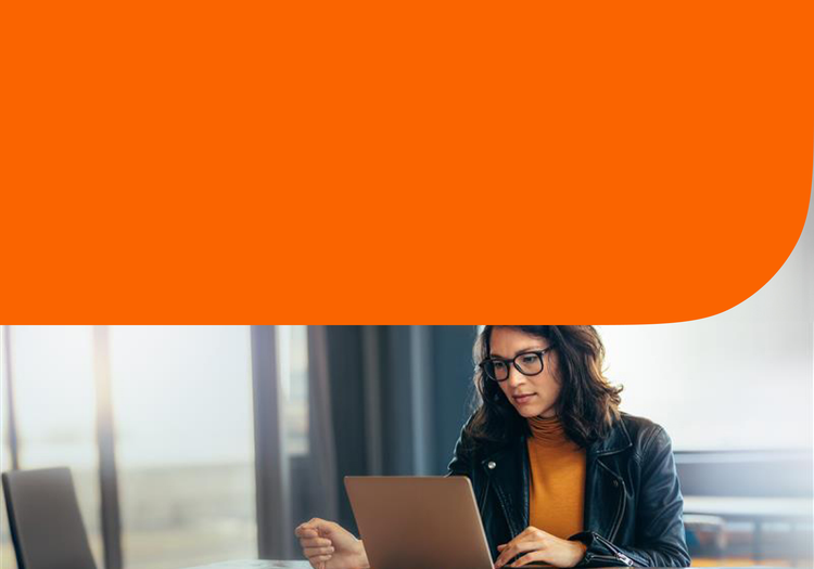A woman checks her credit online