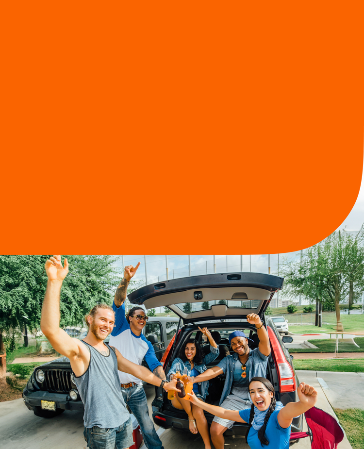 A group of friends tailgating
