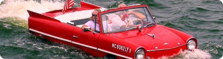 amphibious car in lake
