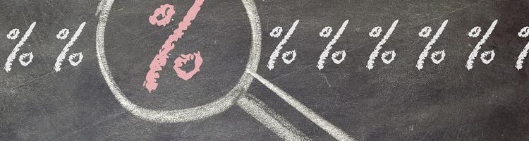 chalkboard with percentage marks
