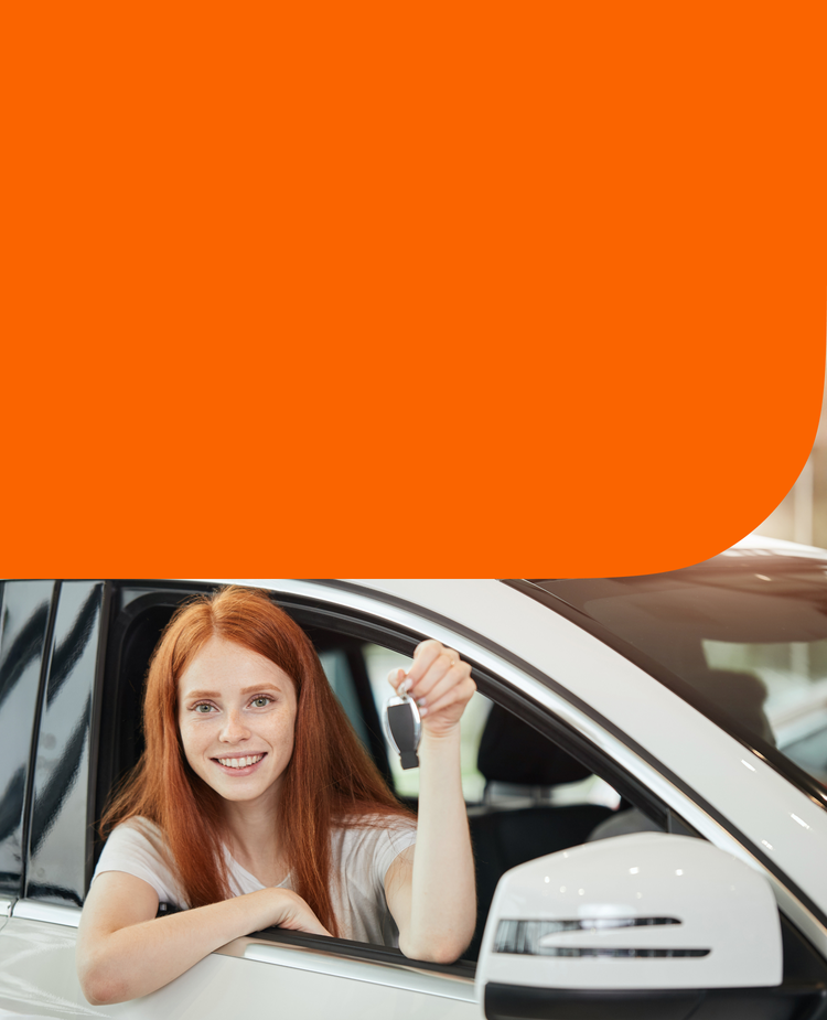 A woman in her first car