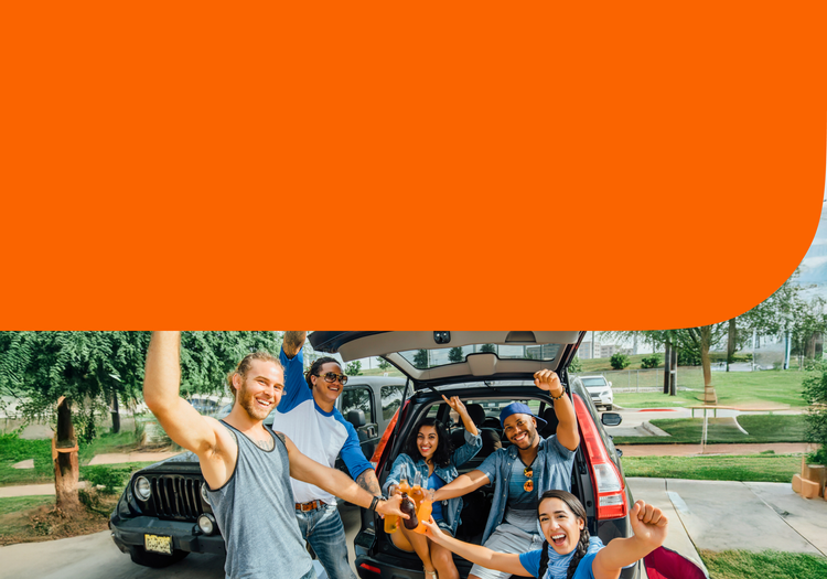 A group of friends tailgating