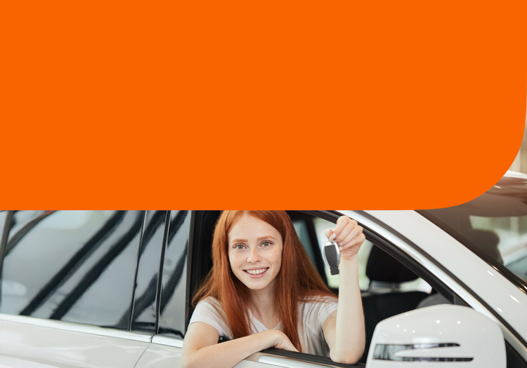 A woman in her first car