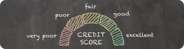 chalkboard with credit scores