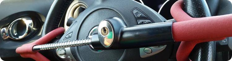 close up club on steering wheel